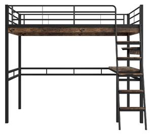 Letto a soppalco 90×200 cm,con scrivania e scaffali, senza materasso, Nero