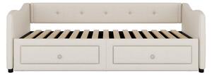 Divano letto 90x200 cm con letto estraibile e 2 cassetti, senza materasso, Beige