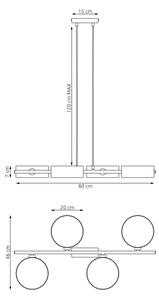 Lampadario a sospensione con cavo DRUMZ 4xE14/10W/230V nero/grigio