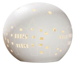 Lampada da tavolo Gilde, motivo skyline, porcellana, bianca, confezione da 1, lunghezza 18 cm, larghezza 18 cm, altezza 15,5 cm. Codice prodotto: 34786. Codice EAN: 4009079347869