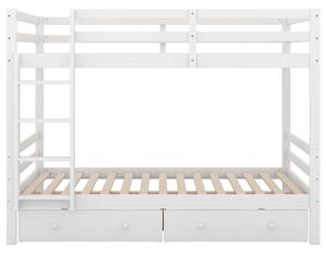 Letto a castello per bambini 140x200 cm,con 2 cassetti, senza materasso, Bianco