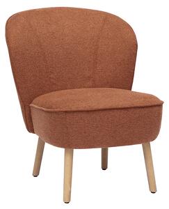 Poltrona scandinava in tessuto effetto velluto testurizzato terra bruciata e legno chiaro AMANITA