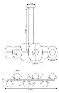 Lampadario a cavo ELEMENTI 6xG9/8W/230V grigio