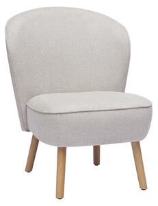 Poltrona scandinava in tessuto effetto velluto beige e legno chiaro AMANITA