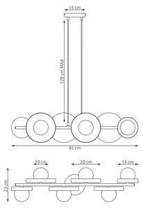 Lampadario a sospensione con cavo MODEL 6xG9/8W/230V nero