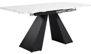 Tavolo da pranzo allungabile, per soggiorno e ufficio domestico, 159x74x77 cm, Bianco+Nero