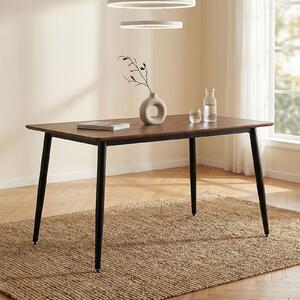 Tavolo da pranzo NORA 120 x 80 cm, finitura noce - tavolo da pranzo rettangolare con angoli arrotondati, piano in MDF, robusta struttura in metallo, ideale per la zona pranzo o come tavolo da cucina
