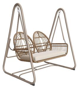 Altalena da giardino per 2 persone, dondolo con schienale, 141×109×143 cm, Beige