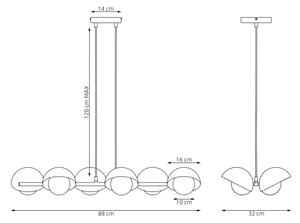 Lampadario sospeso con cavo BOOM 6xG9/8W/230V nero