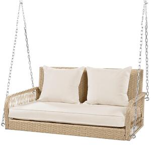 Altalena da giardino, dondolo Hollywood con cuscini di seduta e schienale rimovibili e lavabili, 2 posti, Beige