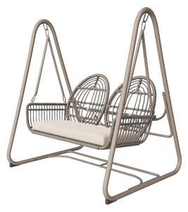 Altalena da giardino per 2 persone, dondolo con schienale, 141×109×143 cm, Beige＋Marrone