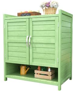 Armadio da giardino in Legna, armadio per attrezzi con tre scomparti, 87,7×40×70,2 cm, Verde