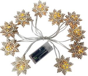 Catena luminosa a LED 10 luci fiocchi di neve con candele