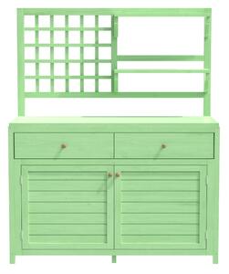 Armadio da giardino in Legna con ripiani, armadio multifunzionale per esterni con piano aperto, 141,5×44×105 cm, Verde
