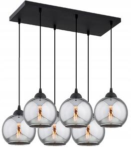 Lampada a sospensione KAR-LIGHTING a 6 luci, nera, in vetro e metallo, con attacchi E27 – ideale perda pranzo e ambienti di grandi dimensioni, regolabile in altezza, preassemblata