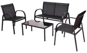 Set da salotto 4 pezzi in metallo nero