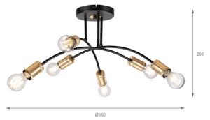 Lampadario a plafone ANYA 6xE27/15W/230V nero/oro