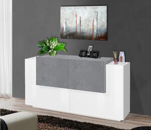 Credenza New Coro 160 – 4 ante – Bianco Lucido/Ardesia