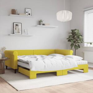 Divano Letto Estraibile con Materassi Giallo 100x200 cm Velluto