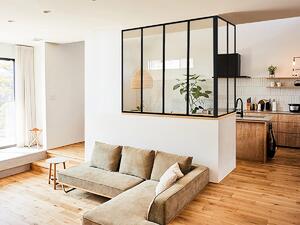 Vetrata angolare L120 x L60 x H130 cm in Alluminio termolaccato Nero Stile atelier - BAYVIEW