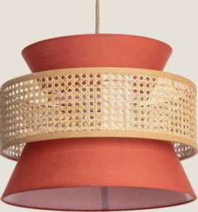 Lampada a sospensione Chulu in rattan e tessuto di terracotta