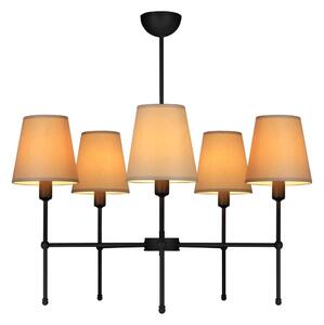 Lampadario a stelo MADELA 5xE14/40W/230V beige/nero