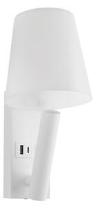 Lampada da parete LED con porta USB, 2 W, 230 V, 3000 K, bianca