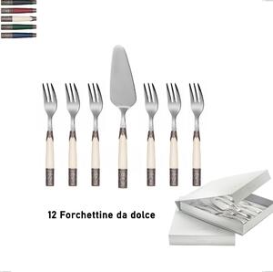 Confezione a libro 13 pezzi, forchettine pi� paletta dolce aria, acciaio 18/10 aisi304 colorato