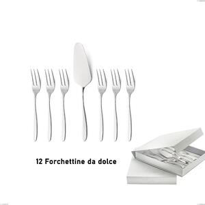 Confezione a libro 13 pezzi, forchettine pi� paletta dolce armonia, Acciaio inox Aisi 304 lucido, spessore 3 mm