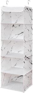 Organizzatore da appendere - Organizzatore per armadio - Contenitore per abbigliamento - Cinque scomparti - 30 x 30 x 108 cm - Motivo bianco