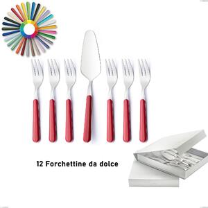 Confezione a libro 13 pezzi, forchettine pi� paletta dolce Brio, Acciaio inox 18.c (AISI 430), manici in abs