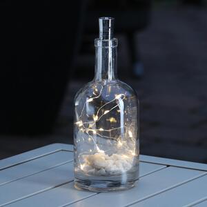 Catena luminosa a filo LED KORKEN - per bottiglie - 15 LED bianco caldo - L: 70cm - timer - argento
