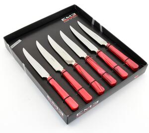 Coltelli bistecca con lama seghettata in acciaio inox 6 pezzi PERLATO rosso