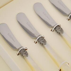 Confezione 6 Spalmaburro Piccoli 13,5 cm NAPOLEON composizione scatolata manicatura in acrilico con ghiera lunghezza 135 mm composizione in scatolata bomboniera serigrafata