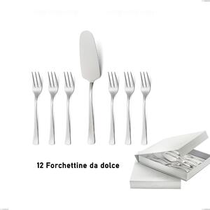 Confezione a libro 13 pezzi, forchettine pi� paletta dolce doram, Acciaio inox Aisi 304 lucido, spessore 2.5 mm