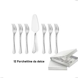 Confezione a libro 13 pezzi, forchettine pi� paletta dolce Domus, inox 18.10 (AISI304), spessore 3.0 mm