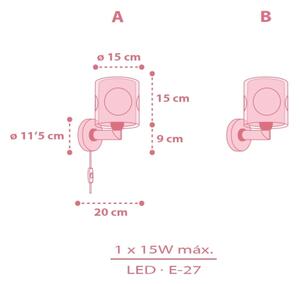 Dalber 60919 - Lampada da parete per cameretta PRINCESS DANCE 1xE27/15W/230V rosa