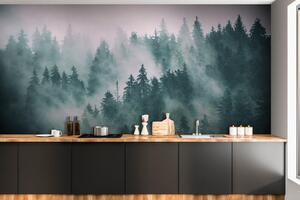 Carta da parati Foresta nebbiosa con alberi, Carta da parati Foresta Nebbiosa, Carta da parati popolare, u55536 - Tapeko.it