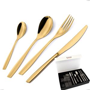 Confezione panoramica a libro 24 pezzi Eleven PVD Gold, Acciaio 18/10 lucido, spessore 2.5 mm, PVD oro