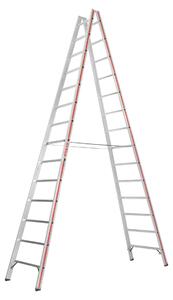 Scala a pioli Hymer, accessibile da entrambi i lati, 2x14 pioli, altezza verticale 3,90 m, altezza massima 5,25 m, peso 18,8 kg