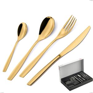 Confezione Panoramica 30 pezzi Eleven PVD Gold, Acciaio 18/10 lucido, spessore 2.5 mm, PVD oro