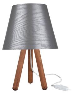 Lampada da tavolo Pino ASZ1453 treppiede legno e paralume grigio