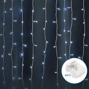 Aigostar-Catena LED natalizia da esterno 300xLED/8 funzioni 3xAA 6x2m IP44 bianco freddo