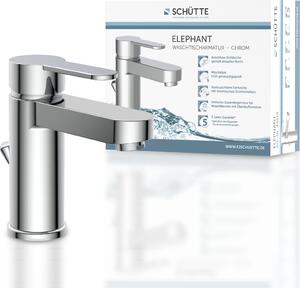 SCHÜTTE ELEPHANT, miscelatore per lavabo con asta di comando, rubinetto da bagno con scarico a scomparsa per lavabo in cromo