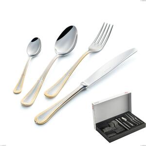 Confezione Panoramica 30 pezzi Firenze oro, acciaio 18-10, oro 24 carati , spessore 2.5 mm- posate