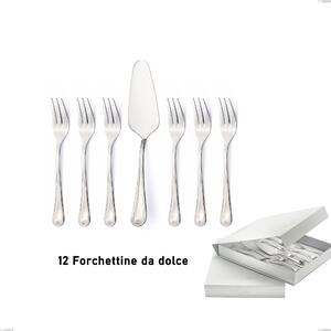 Confezione a libro 13 pezzi, forchettine pi� paletta dolce Firenze, Acciaio inox 18.10 (Aisi304) , spessore 2.5 mm