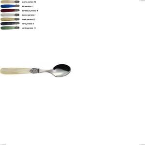 Cucchiaino moka georgian, Acciaio 18/10 AISI 304 Lucido manicatura acrilico perlato, lunghezza 135 mm