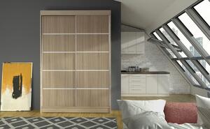 Armadio con ante scorrevoli - Mobile contenitore per biancheria - Ottimizzazione dello spazio - Design pratico - Larghezza 120 cm - Finitura Sonoma