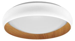 LEDVANCE ORBIS Livia Plafoniera LED con anello in metallo, decorazione bianco/legno, 24W, 1200lm, 3000K, 430mm, 830 friendly warm white, dimmerabile in 3 fasi con un clic, IP20, viti/spine incluse