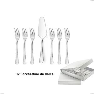 Confezione a libro 13 pezzi, forchettine pi� paletta dolce Hermitage, Acciaio lucido 18.10 (AISI304), spessore 2.5 mm